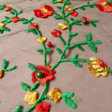 Ткань Сетка с вышивкой (цветы)